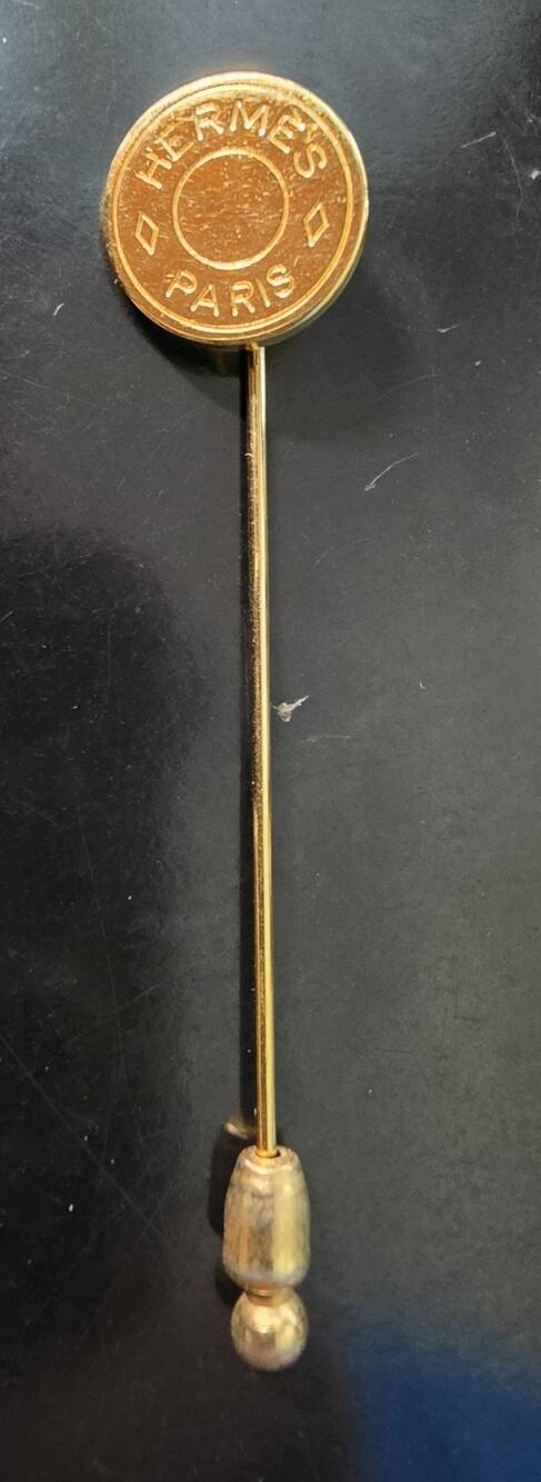 Hermès Paris Clou de Selle Gold Tone Round Stick Pin